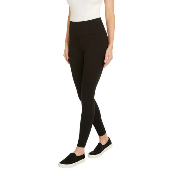 Max & Mia Womens Sm High Waist Legging Stretch Pants No-show French Terry Black - Picture 3 of 9